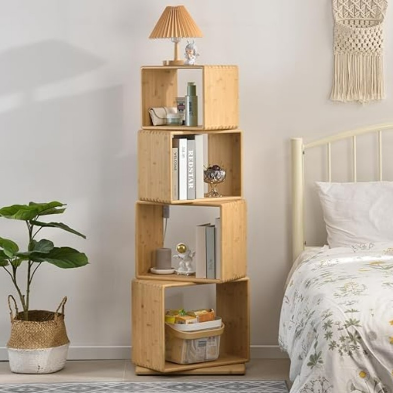 Bamboo Desk Bookshelf Storage Organizer Display Shelf Rack Countertop Platforms Book Stands Shelves Tabletop Bookcase for Home Office