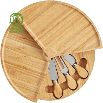 Bamboo Rotating Cheese Board Set
